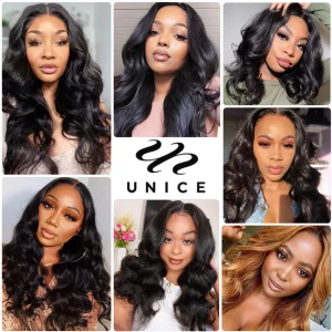 UNICE Hair Body Wave Bundles With Lace Closure Human Hair Bundles