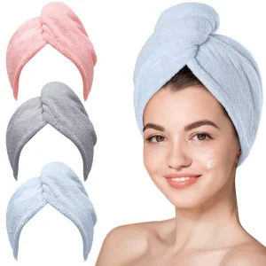 3 Pack Microfiber Hair Towels