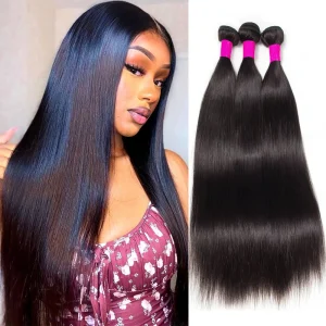 Silky Straight Brazilian Hair Weave Natural Black Hair Bundles