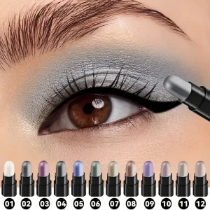 12-Color Eyeshadow Stick Set - Waterproof