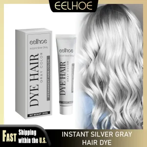 EELHOE 100ml Sliver Gray Hair Dye Cream Plant  Shampoo